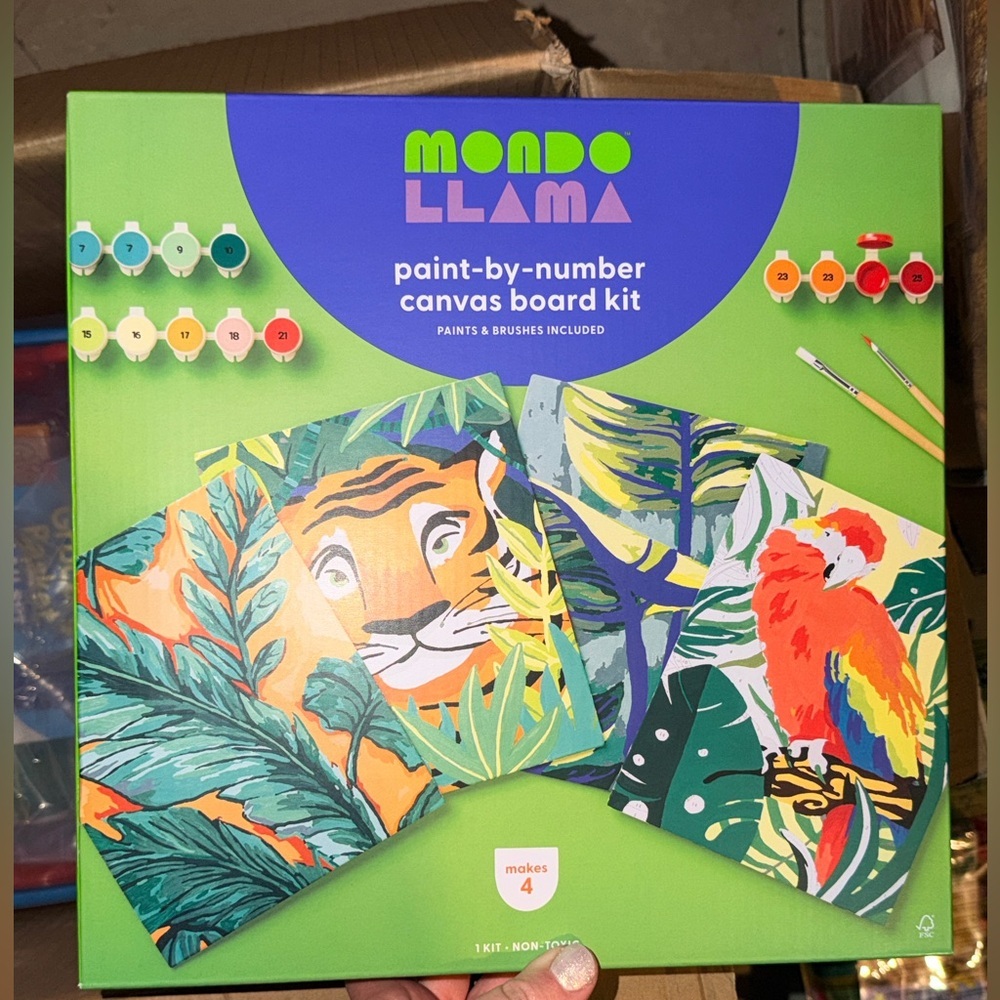 Mondo Llama Safari Paint By Number Kit Canvas Board Art Craft Set NEW‎